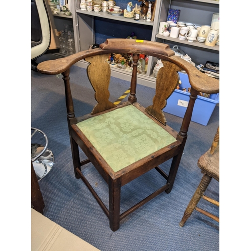 199 - A Georgian mahogany corner armchair, together with an early 20th century Captain's armchair having t... 