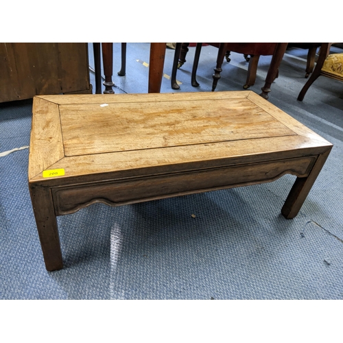 208 - An early/mid 20th century Chinese hardwood low table of rectangular form
Location: LAF