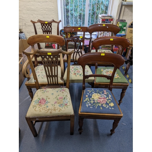 210 - A selection of Georgian and later dining chairs to include two mahogany Chippendale style chairs
Loc... 