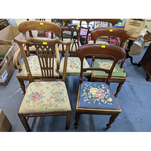 210 - A selection of Georgian and later dining chairs to include two mahogany Chippendale style chairs
Loc... 