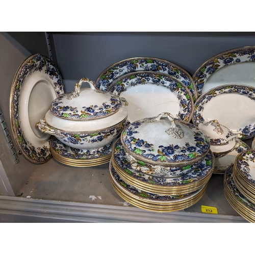 212 - A late 19th/early 20th century Copeland Spode part dinner service to include lidded tureens, sauce b... 