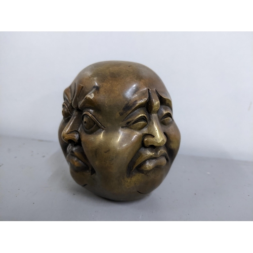 289 - A Chinese cast bronze four faced Buddha ornament, 8.5cm h
Location: 9.1