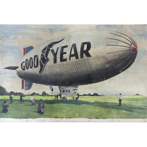 291 - A framed and glazed oil on canvas of the Goodyear Blimp, signed and dated bottom right
Location:RAF