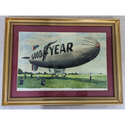 291 - A framed and glazed oil on canvas of the Goodyear Blimp, signed and dated bottom right
Location:RAF