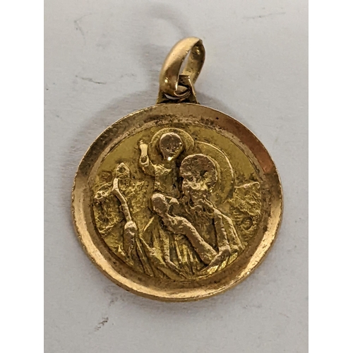 66 - A yellow metal religious pendant, 2.8g.
Location: CAB3