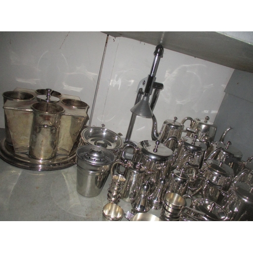 168 - A mixed lot of silver plate to include tea and coffee pots, and other items Location: G