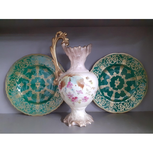 169 - A pair of Worcester green and gilt plates, and early to mid 20th century ceramics Location: R1.2