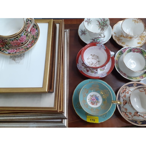 170 - A collection of decorative teacups and saucers to include Aynsley, Minton and Crown China and mixed ... 