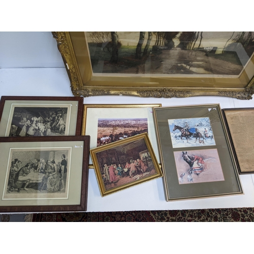 241 - Pictures to include Henri Jourdain - etching in a gilt frame, and other prints Location: G