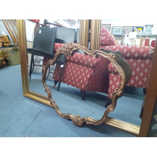 308 - Two modern gold framed wall mirrors, a mid 20th century gilt wall mirror and an early 20th century o... 