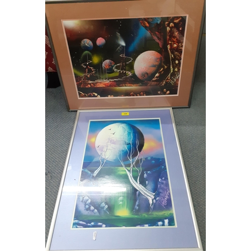 326 - Two astrological mixed media pictures with a futuristic/fantasy theme, signed Mario '06
Location: BW... 