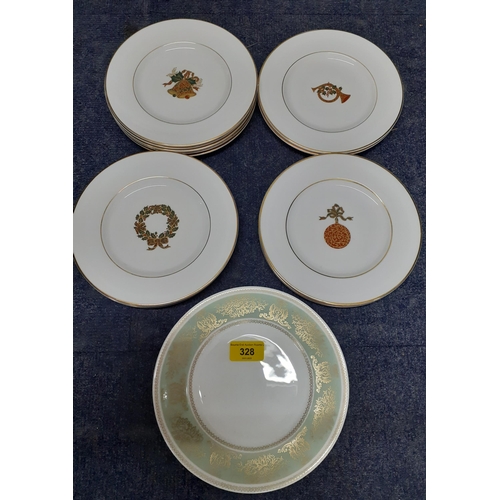 328 - A set of six Wedgwood Gold Columbia 21cm entrée plates together with a set of twelve Royal Doulton C... 