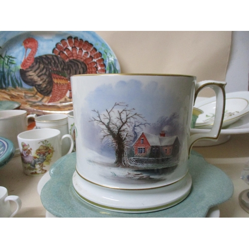 341 - A selection of 19th century and later ceramics to include a Turkey platter, Copeland large Christmas... 