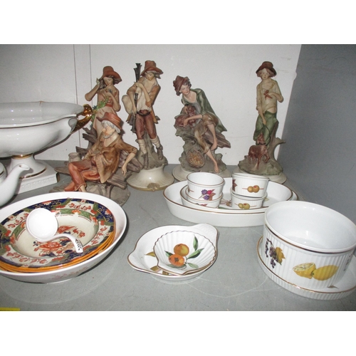 343 - A mixed lot of ceramics to include a Caverswall tureen and ladle, Royal Doulton plates, Continental ... 