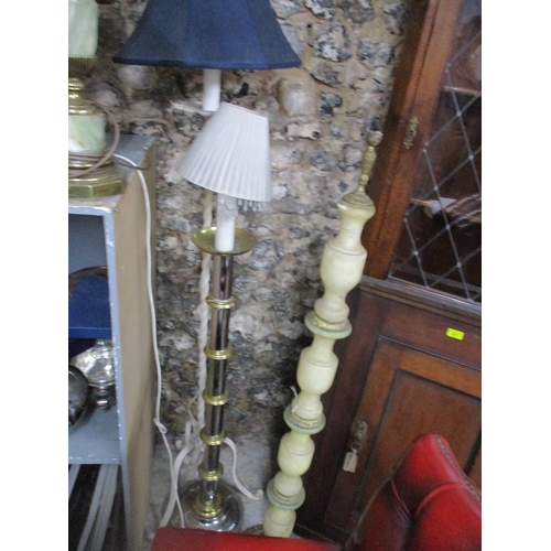 346 - A group of standard lamps and table lamps to include a white painted wrought iron tripod standard la... 