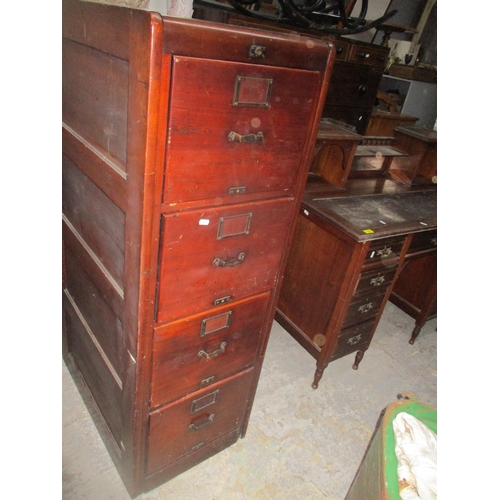 356 - Victorian mahogany four-drawer filing cabinet with panelled sides and back 131cm x 44cm x 69cm Locat... 