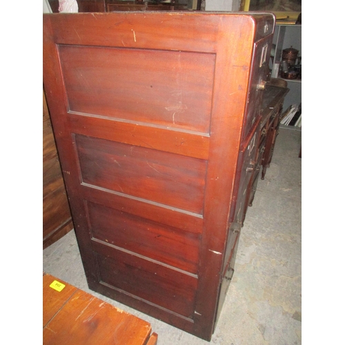 356 - Victorian mahogany four-drawer filing cabinet with panelled sides and back 131cm x 44cm x 69cm Locat... 