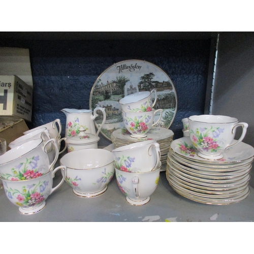 358 - A Queen Anne Old Country spray porcelain tea set, and a group of early 20th century and later sherry... 