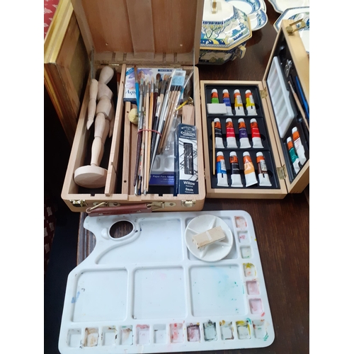 329 - Artist-related items to include watercolour paints, brushes and a palette Location: 1.5