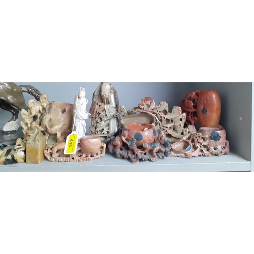 414 - A quantity of modern Oriental models and figures in soapstone and other
Location: R2:1