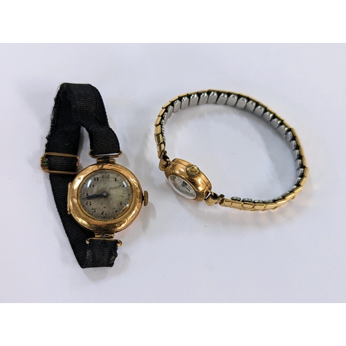 421 - A 9ct gold cased ladies Verity wristwatch on a gold plated expanding bracelet, along with a late 19t... 