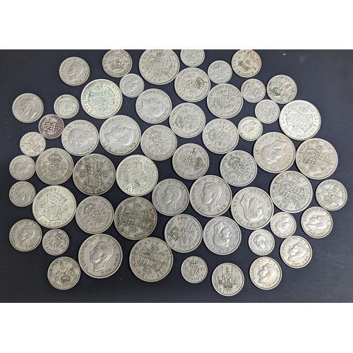 437 - A collection of approx 57 British coins of George VI 1940's and later to include half crowns, florin... 