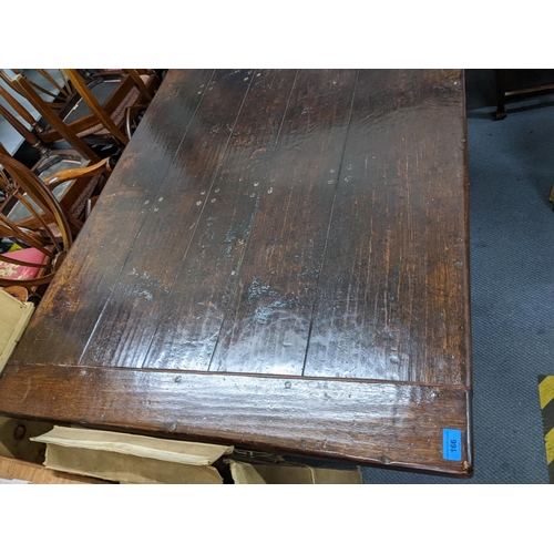 276 - An early 20th century oak refectory table on turned block legs, 76cm H x 99.5cm D x 212.5cm W Locati... 