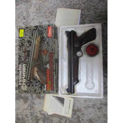 413 - A Crossman model 1300 medallist .22 pump action air pistol A/F with box and pellets 
Location :G