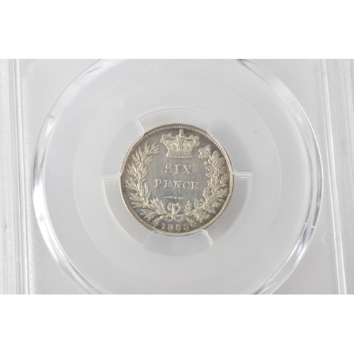 17 - United Kingdom - Victoria (1837-1901) Six Pence, dated 1853, 1st Type, young crowned portrait 'Young... 