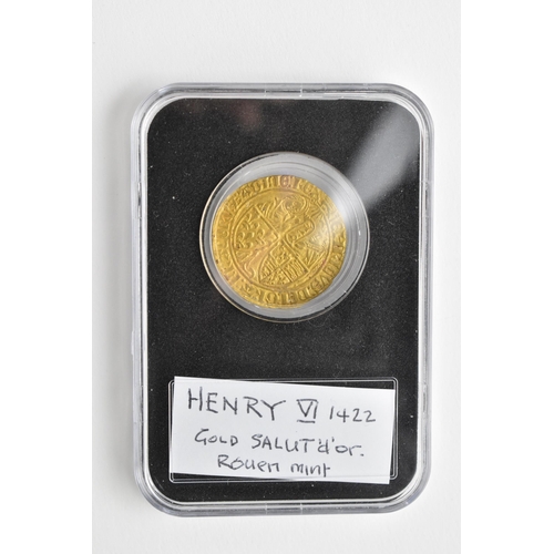 35 - Henry VI King of England and France (1422-1453) - Gold Salut d'Or, Rouen Mint, second issue form 6th... 