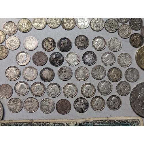 198 - A group of British coinage to include a collection of silver threepence William IV and later to incl... 