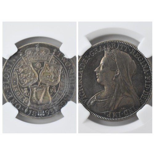 19 - United Kingdom - Victoria (1837-1901) One Florin, dated 1893, 3rd portrait, crowned and veiled bust,... 