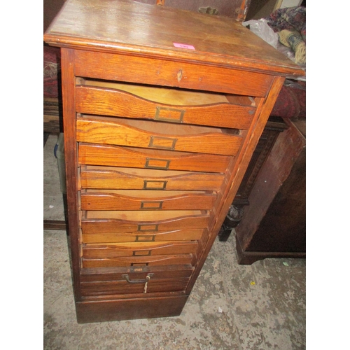 100 - An early 20th century tambour fronted oak filing cabinet of nine drawers 109cm x 48.5cm x 43cm Locat... 