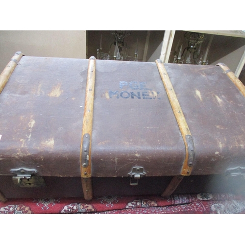 101 - A group of three golf bags containing 13 iron golf clubs, two wicker hampers, and a vintage cloth an... 