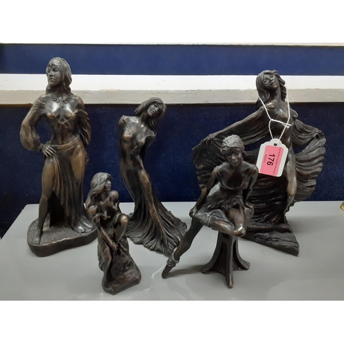 176 - John Letts - five bronze finished resin figures of women in various poses 
Location:4.1