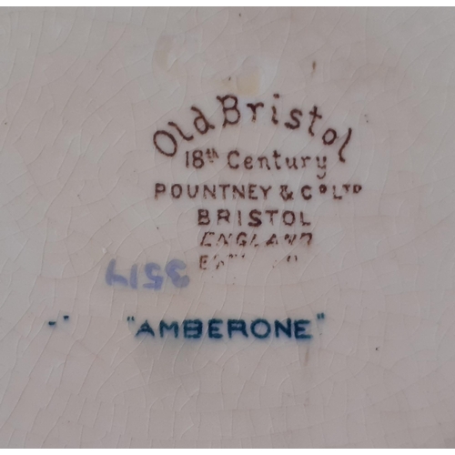 260 - Two Old Bristol Amberone plates, a late 20th century Chinese gold and white 12-setting coffee set on... 