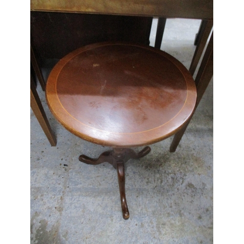 77 - Small furniture to include a Regency inlaid mahogany card table A/F, a mirror, a stool, two tables a... 