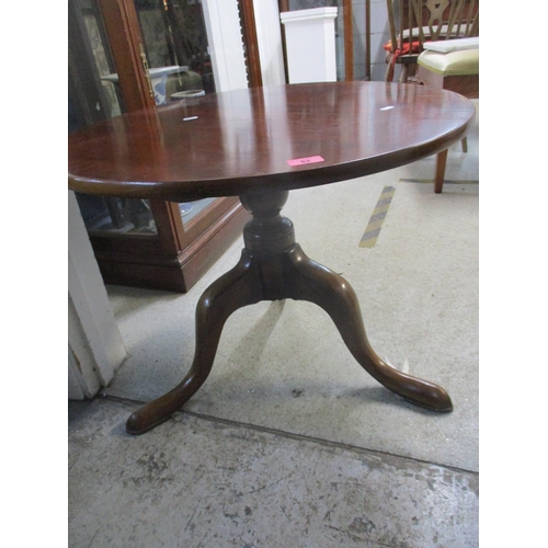 82 - A George III cut-down tripod table with later circular top, pedestal base with three splayed legs an... 