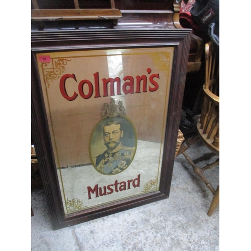 92 - A Colman's Mustard advertising pub mirror with an oval depiction of George V, framed, 95cm x 69cm Lo... 