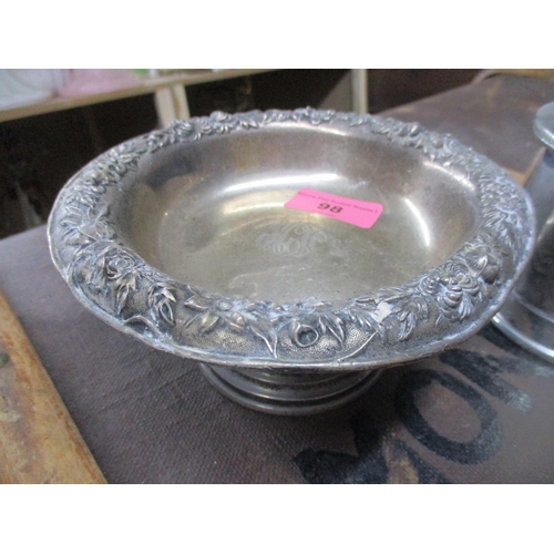 98 - An S Kirk & Co sterling silver footed dish with floral repousse edge border, 217.15g, a boxed Fossil... 