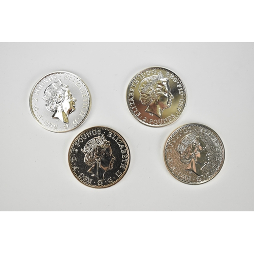 105 - United Kingdom - Elizabeth II (1952-2022) Britannia 1oz fine silver 2 Pound coins to include 2014, 2... 