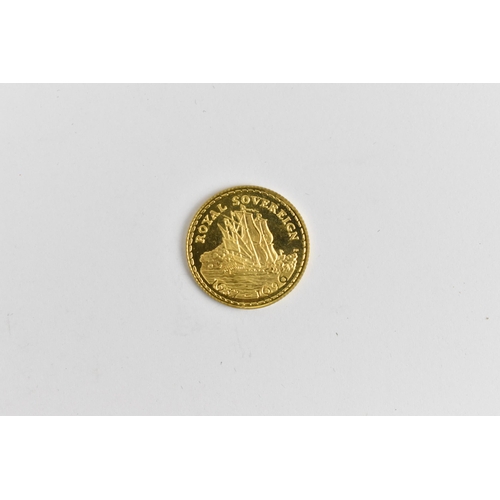 107 - Popjoy Mint - HMS Royal Sovereign 9ct gold commemorative proof medal, in the size of a half sovereig... 