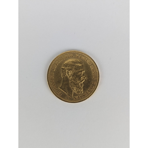 12 - German Empire (1871-1918) Frederick III (1888), Twenty/20 mark, dated 1888, mm. Berlin, portrait of ... 