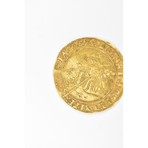 38 - Kingdom of England - James I (1603-1625), gold Unite, 2nd coinage, mm. Tower (1612-1613), forth bust... 