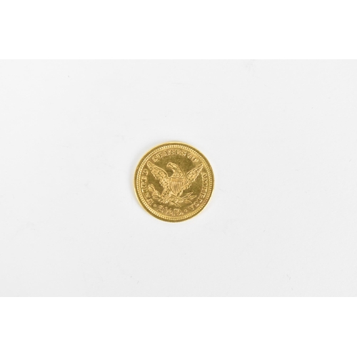 59 - United States of America - gold 2 1/2 Dollar 'coronet head' Quarter eagle, Liberty, left, within 13 ... 