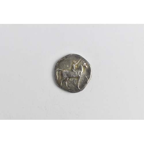 89 - Ancient Greece - Tarentum, Calabria, silver Nomos/Stater, circa 280BCE-272BCE, Nude horseman, right,... 