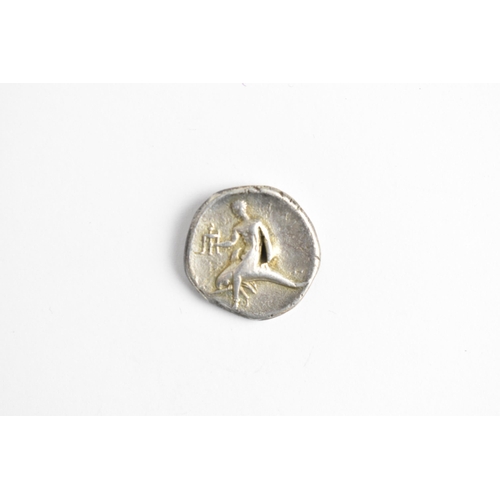 89 - Ancient Greece - Tarentum, Calabria, silver Nomos/Stater, circa 280BCE-272BCE, Nude horseman, right,... 