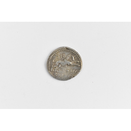 92 - Roman Republic (509BCE-27BCE) Denarius, Moneyer Lucius Thorius Balbus, bust of Juno Sospita, right, ... 