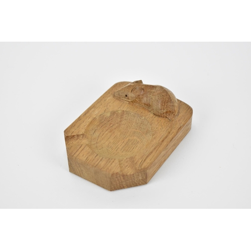 20 - Robert Thompson of Kilburn (1876-1955) Mouseman, oak ashtray, with carved signature mouse, 10.2 cm w... 