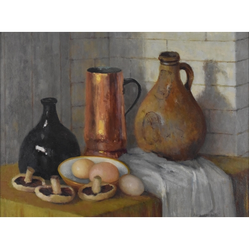 37 - Mary Remington (1910-2004) British, A.R.C.A, 'Still life in the Kitchen', signed lower right, oil on... 